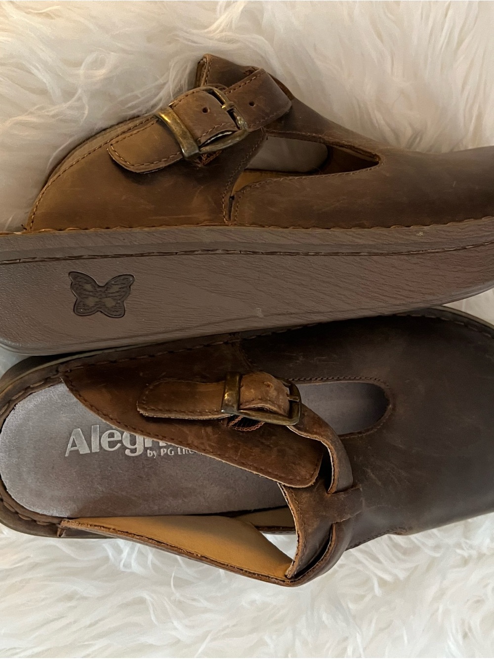 Alegria Women’s Brown Leather Slip-On Loafers with Buckle - Picture 2 of 2
